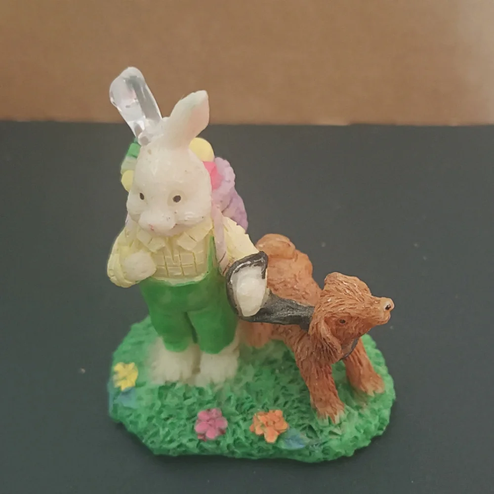 Easter Bunny Figurine Set - Pastel Blue, Pink, Yellow